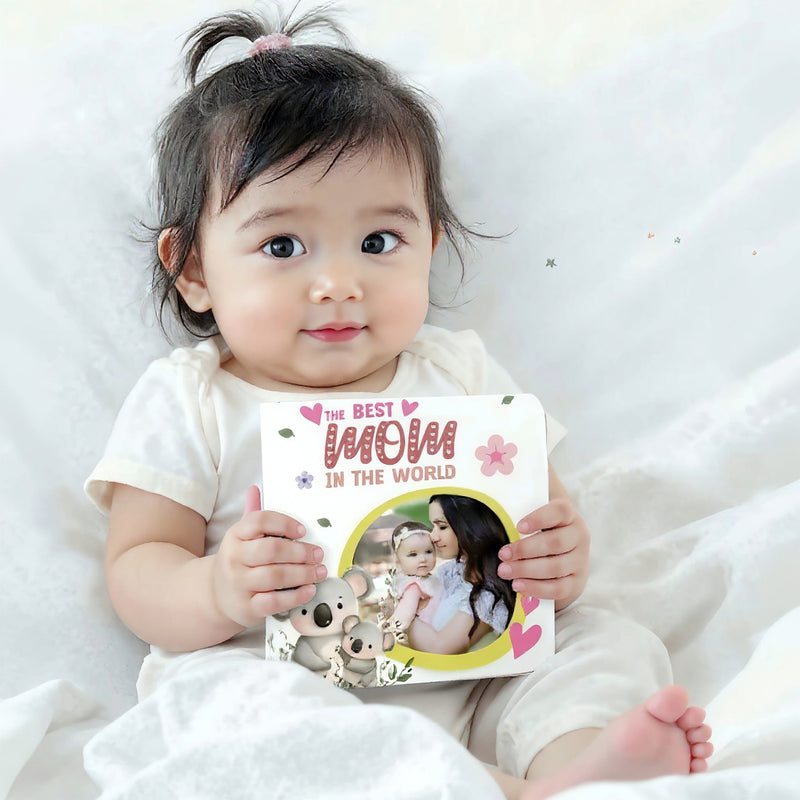 Child holding personalized book